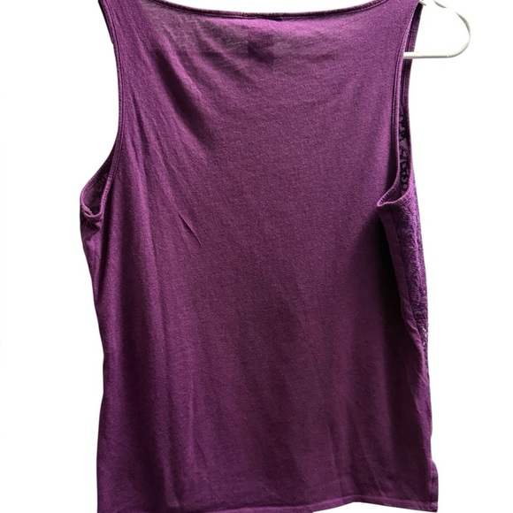 Ann Taylor Deep Purple Sleeveless Ribbed Tank Top | Petite Small - Picture 2 of 3